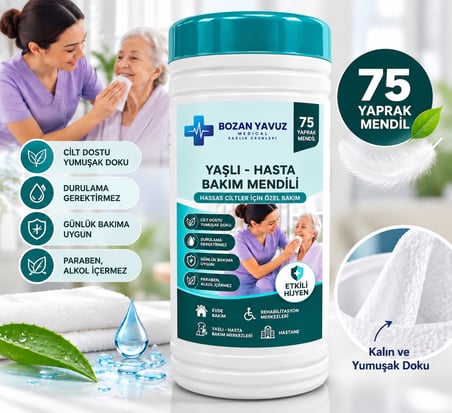 75 yaprak hasta-yaşlı bakım ıslak mendili çanta boy