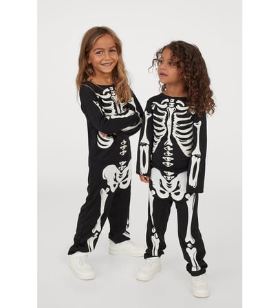 Halloween Çocuk İskelet Kostüm PARLAYAN FOSFORLU