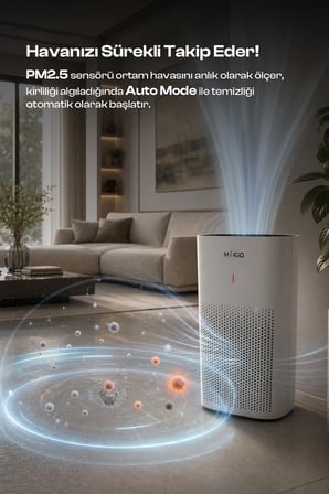 Hava Temizleme Cihazı – Hepa Filtreli, Ultra Sessiz Çalışma Modu 10dB, Wi-Fi Mobile Uygulama Destekli ve H13 Çok Katmanlı Filtreleme