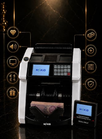 Para Sayma Makinesi - Müşteri Ekranı Hediyeli- Tl ve Euro Karışık Para Sayma Makinesi - TL/Dolar/Euro -Sesli - Geçersiz  Banknot Kontrolü