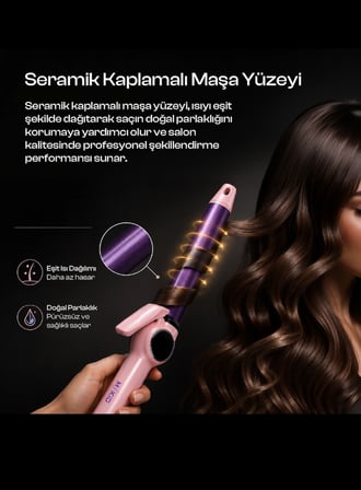 Profesyonel Seramik Saç Maşası, LED Göstergeli, 100-230°C Ayarlanabilir Isı, 15 Saniye Hızlı Isınma, 64W