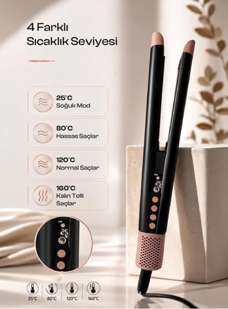 Hava Üflemeli Dijital Isı Göstergeli Iyon Etkili Saç Düzleştirici - Air Straightener