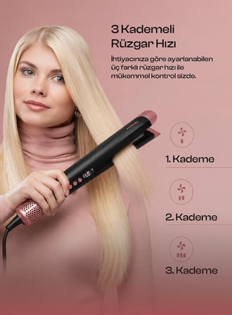 Hava Üflemeli Dijital Isı Göstergeli Iyon Etkili Saç Düzleştirici - Air Straightener