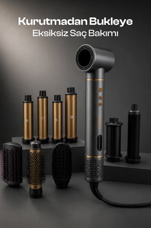 Profesyonel Saç Şekillendirme ve Kurutma Seti 9+1 Başlıklı 110.000 Rpm Bldc Negatif Iyon Teknolojili