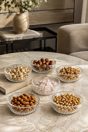 Porsima 13917-1 Aren Mozaik 12 Parça Cam Sunum Seti - 6 Kişilik Pasta Tabağı & Çerezlik