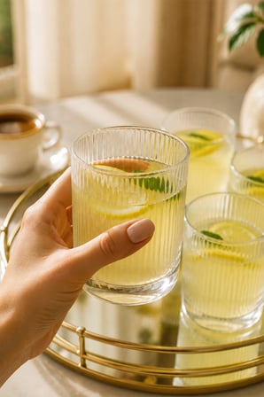 Porsima Berrak 13938-1 6'lı İnce Çizgili Cam Kahve Yanı Su & İkram Bardağı Seti 200 ml