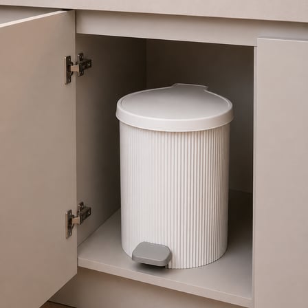 Porsima 0706-1 Still Beyaz 10 Litre Pedallı İç Kovalı Yuvarlak Banyo & Mutfak Çöp Kovası