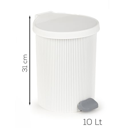 Porsima 0706-1 Still Beyaz 10 Litre Pedallı İç Kovalı Yuvarlak Banyo & Mutfak Çöp Kovası