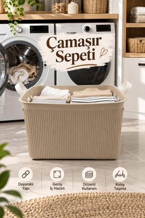Porsima 0783-2 Still Çift Kulplu Çok Amaçlı Düzenleyici Sepet - Çamaşır, Oyuncak Ve Banyo Organizer Sepeti (Mokka)