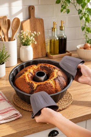 Porsima 33006 Silikon 2'li Isı Yalıtımlı Fırın Eldiveni & Tepsi Tutacağı - Antrasit