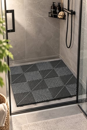 Porsima 0775 Antrasit 2'li Plastik Kaymaz Zemin Karosu - Balkon Banyo & Teras 40x40 cm