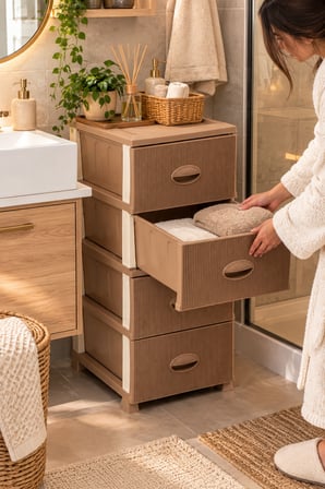 Porsima 0704 Mokka Stil 4 Çekmeceli Plastik Komodin - Banyo Mutfak Odası Düzenleyici 91 Cm
