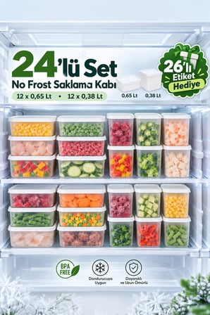 Porsima TE-202 Alaska 24 Parça No Frost Saklama Kabı Seti - Buzdolabı & Erzak Düzenleyici