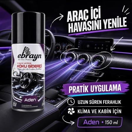 Universal Araç İçi ve Klima Koku Giderici - Parfümlü Sprey Klima Bombası Aden 150 ml