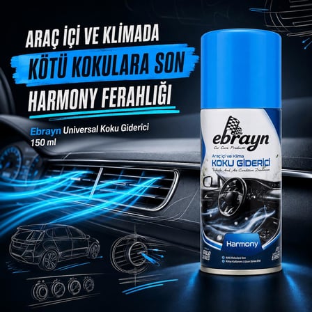 Araç İçi ve Klima Koku Giderici - Parfümlü Sprey Klima Bombası Harmony 150 ml - Universal