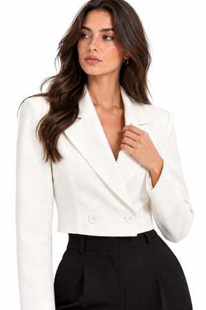 Kruvaze Kapama Yapılı Crop Blazer
