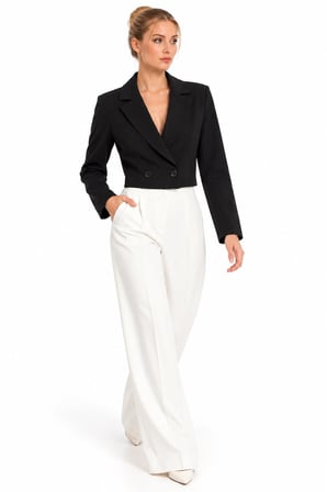 Kruvaze Kapama Yapılı Crop Blazer