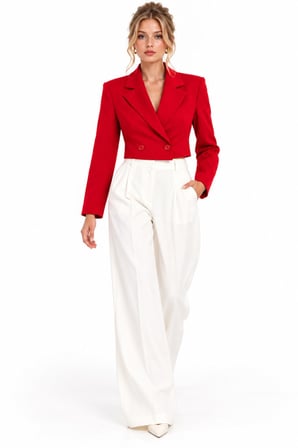 Kruvaze Kapama Yapılı Crop Blazer