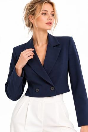 Kruvaze Kapama Yapılı Crop Blazer