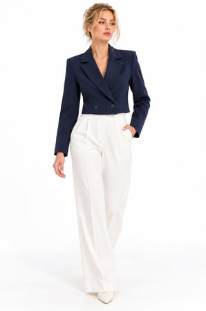 Kruvaze Kapama Yapılı Crop Blazer