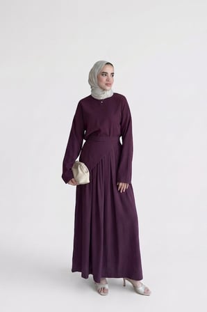Asimetrik Kesim Korse Bağlamalı Pantolon Etek Modal Takım