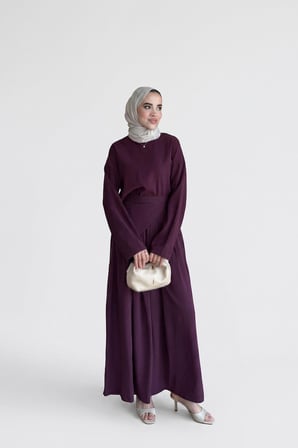 Asimetrik Kesim Korse Bağlamalı Pantolon Etek Modal Takım