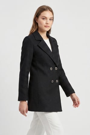 Kruvaze Kapama Tüvit Dokulu Oversize Blazer Ceket