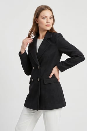 Kruvaze Kapama Tüvit Dokulu Oversize Blazer Ceket