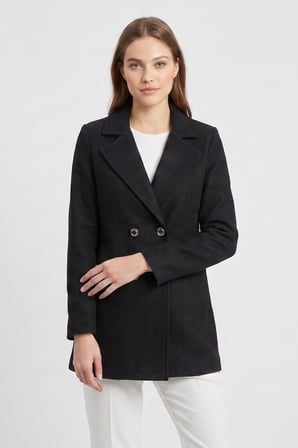 Kruvaze Kapama Tüvit Dokulu Oversize Blazer Ceket