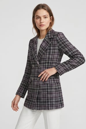 Kruvaze Kapama Tüvit Dokulu Oversize Blazer Ceket