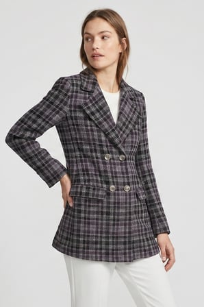 Kruvaze Kapama Tüvit Dokulu Oversize Blazer Ceket