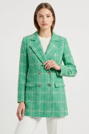 Kruvaze Kapama Tüvit Dokulu Oversize Blazer Ceket