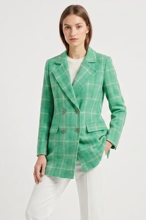 Kruvaze Kapama Tüvit Dokulu Oversize Blazer Ceket