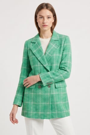 Kruvaze Kapama Tüvit Dokulu Oversize Blazer Ceket