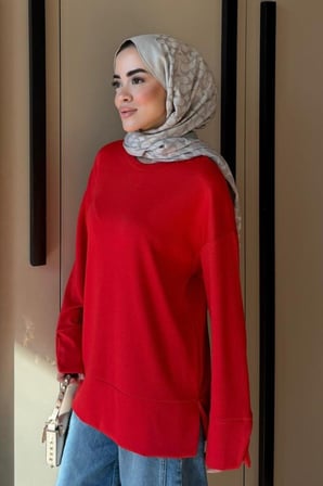 Düşük Omuzlu Geniş Kol Detaylı Tunik