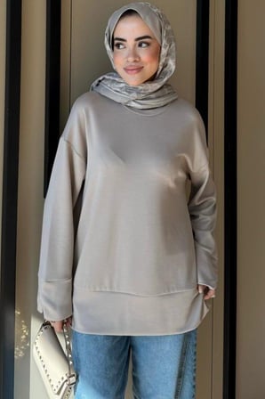 Düşük Omuzlu Geniş Kol Detaylı Tunik