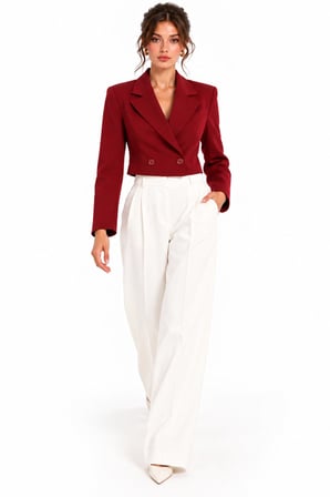 Kruvaze Kapama Yapılı Crop Blazer