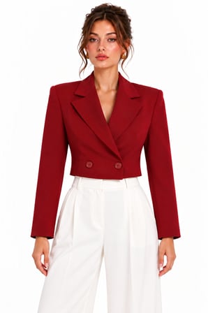 Kruvaze Kapama Yapılı Crop Blazer