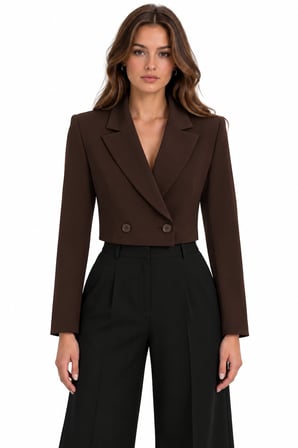 Kruvaze Kapama Yapılı Crop Blazer