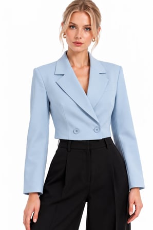 Kruvaze Kapama Yapılı Crop Blazer