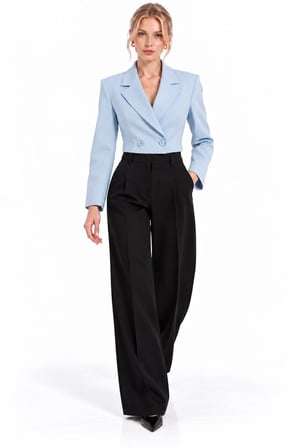 Kruvaze Kapama Yapılı Crop Blazer