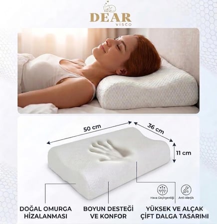Dear Visco Ortopedik Yastık Beyaz 50x36 cm Orta Sertlik