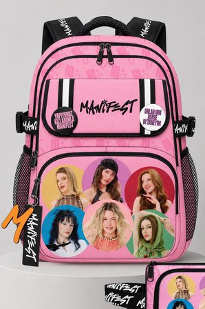 x Dekomus Lisanslı Manifest Toz Pembe Collection Okul Çantası ve Kalem Çantası Seti