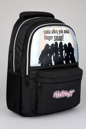 x Dekomus Lisanslı Manifest Finger Snap Collection Okul Çantası