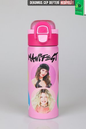 x Dekomus Lisanslı Manifest Toz Pembe Collection 600 ML Çelik Matara