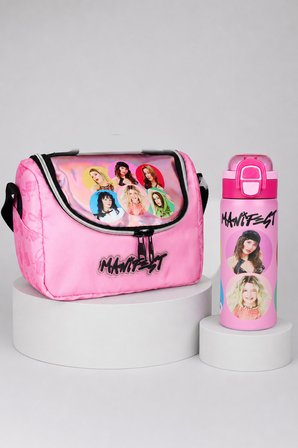 x Dekomus Lisanslı Manifest Toz Pembe Collection Termoslu Beslenme Çantası ve 600 ML Çelik Matara Seti