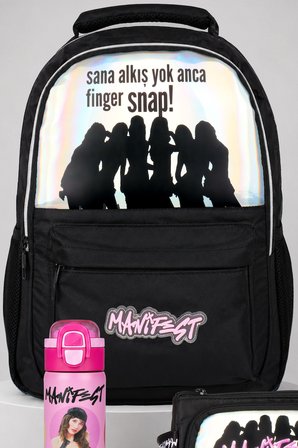 x Dekomus Lisanslı Manifest Finger Snap Collection Okul Çantası,Kalem Çantası,600 ML Çelik Matara Seti