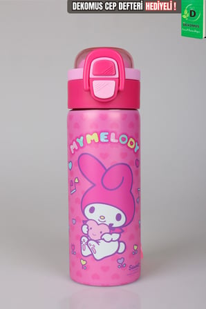 x Dekomus Lisanslı My Melody Sweet Berry Collection 600 ML Çift Fonksiyon Kapaklı Çelik Matara