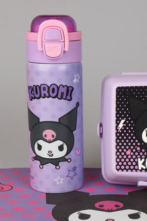 x Dekomus Lisanslı Kuromi Dark Delight Collection 600 ML Çelik Matara,Beslenme Kabı,Beslenme Örtüsü Seti
