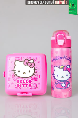 x Dekomus Lisanslı Hello Kitty Love Shine Collection 600 ML Çelik Matara ve Beslenme Kabı Seti